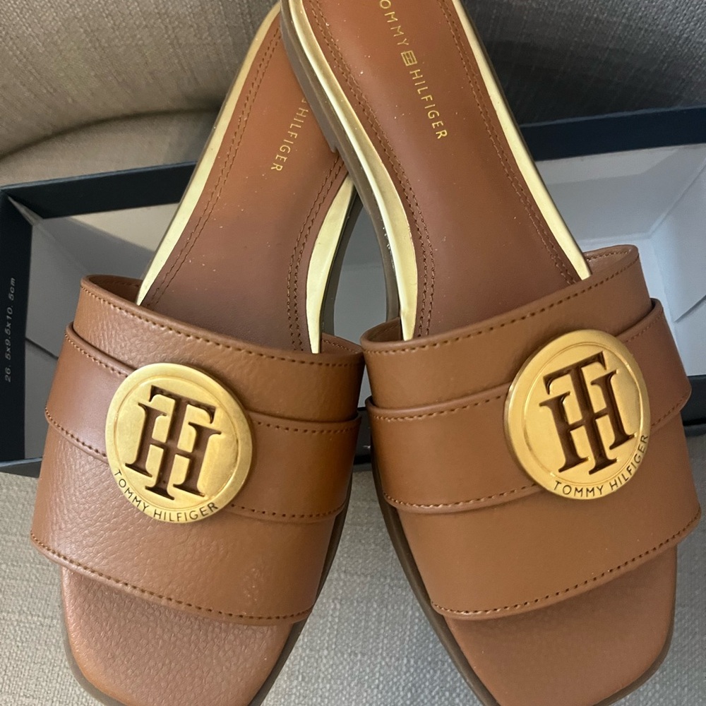 Tommy Hilfiger Women's Brown Slide Sandals